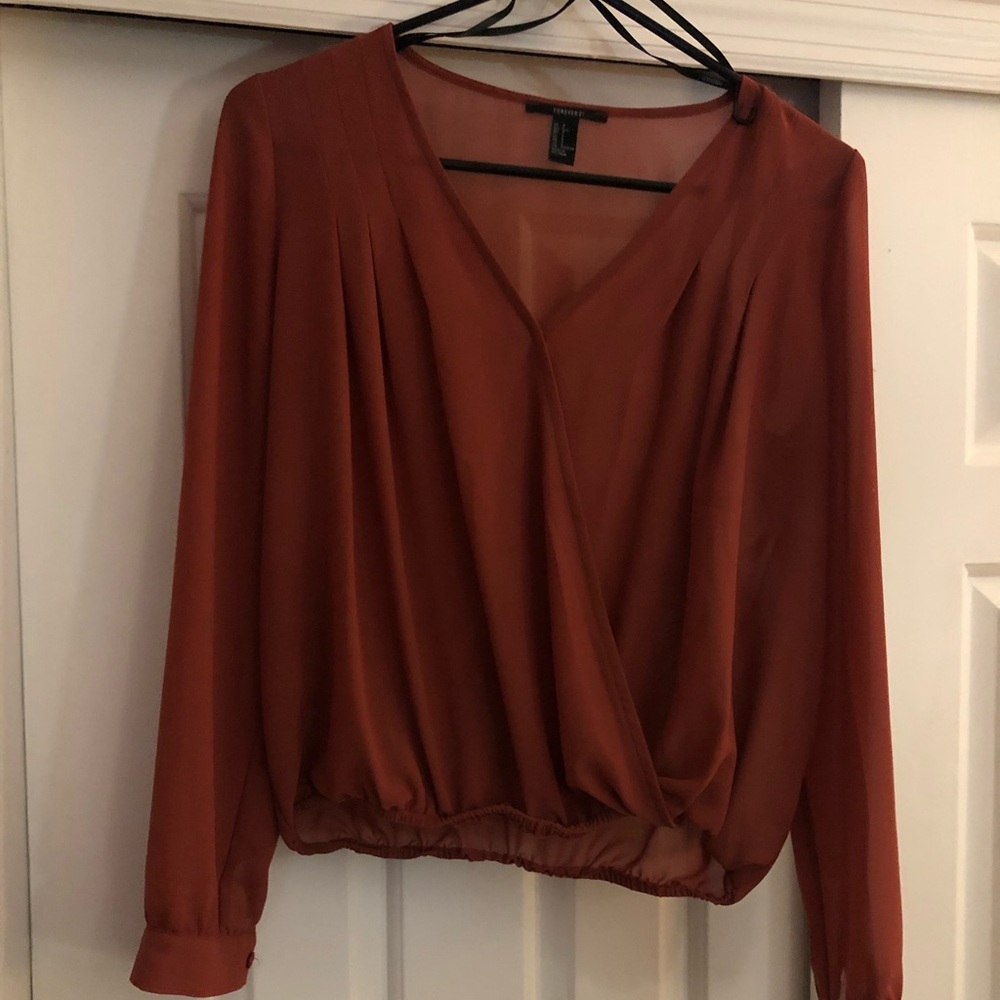 Burnt orange sheer blouse